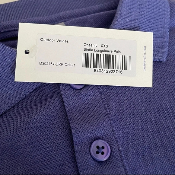 Outdoor Voices Birdie Long sleeve Polo Color: Oceanic/ Blue-Violet Golf Preppy - Picture 13 of 15